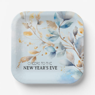 Assiettes En Carton Fête du Nouvel An à l'aquarelle 