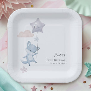 Assiettes En Carton Fête du premier anniversaire avec ballon volant re