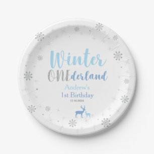 Assiettes En Carton Fête du premier anniversaire Blue Winter Onederlan