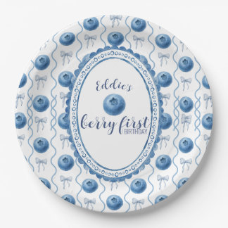 Assiettes En Carton Fête du premier anniversaire de bébé Blueberry