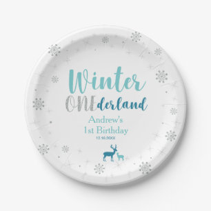 Assiettes En Carton Fête du premier anniversaire de Mint Winter Oneder
