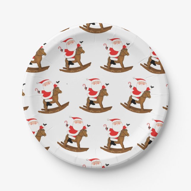 Assiettes En Carton Fête équestre de Noël (Devant)