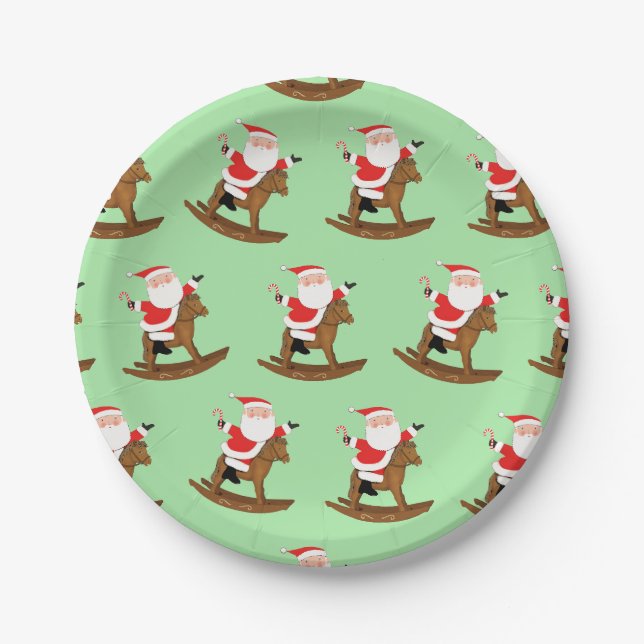 Assiettes En Carton Fête équestre de Noël (Devant)