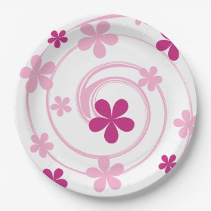 Assiettes En Carton Fête Fille Moderne Rose Rétro
