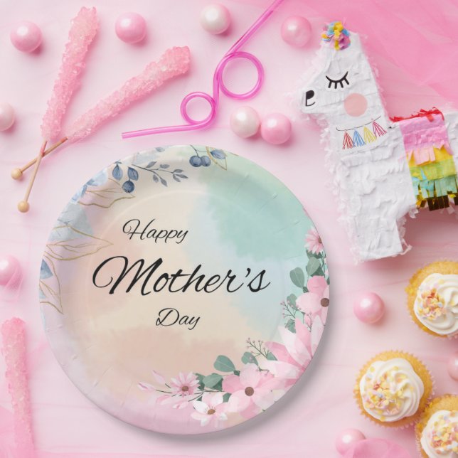 Assiettes En Carton Fête florale de Maman (Fête)