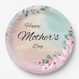 Assiettes En Carton Fête florale de Maman