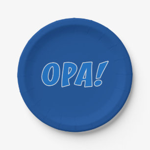 Assiettes En Carton Fête grecque de l'Opa (bleu foncé)