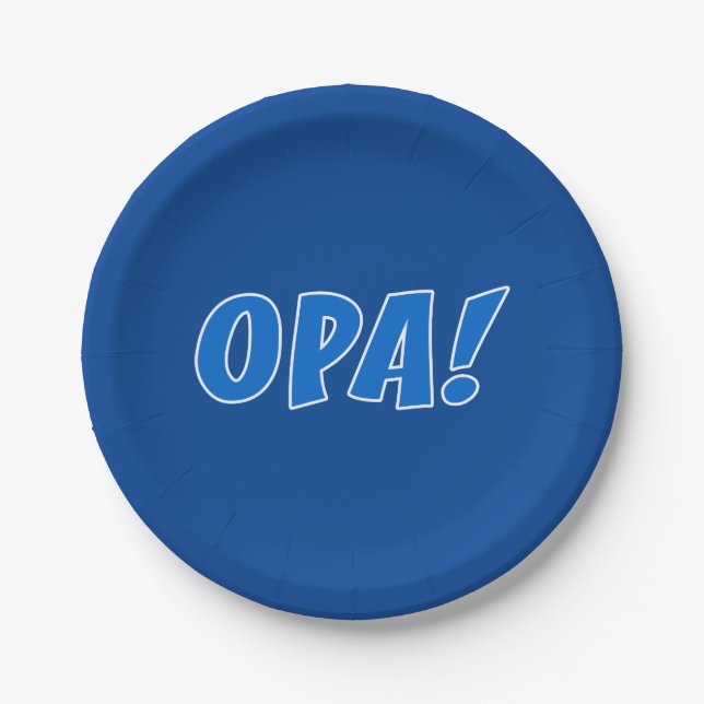 Assiettes En Carton Fête grecque de l'Opa (bleu foncé) (Devant)