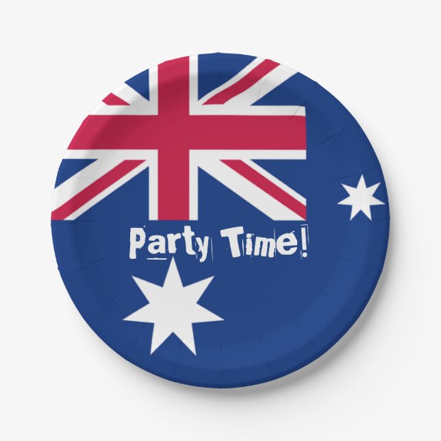 Assiettes En Carton Fête Heure Plaques papier drapeau australien (Devant)