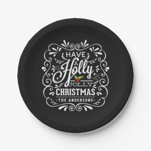 Assiettes En Carton Fête Holly Jolly Noël Chalkboard