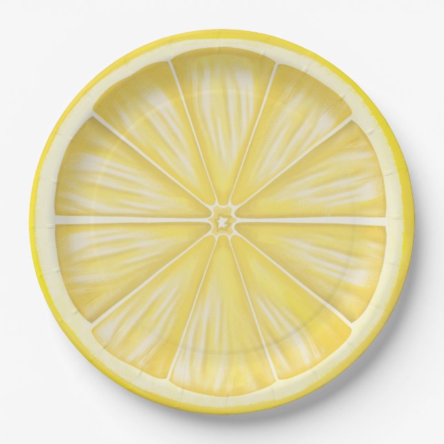 Assiettes En Carton Fête Limoncello à Tranches de Citron Pastel (Devant)