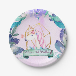 Assiettes En Carton Fête Magique de la Licorne Fantastique de la Forêt