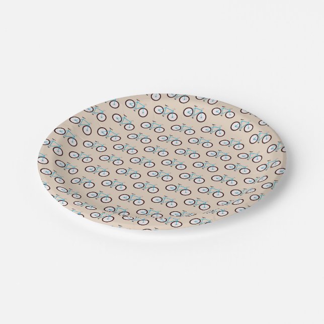 Assiettes En Carton Fête Motif vélo (Angle)