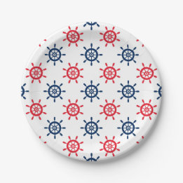 Assiettes En Carton Fête Nautique Rouge Bleu Bleu Fun