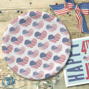 Assiettes En Carton Fête patriotique du 14 juillet Drapeau américain