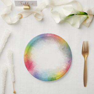 Assiettes En Carton Fête Personnalisée Anniversaire Arc-en-ciel Couleu
