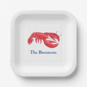 Assiettes En Carton Fête personnalisée au homard rouge
