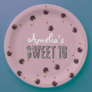 Assiettes En Carton Fête personnalisée Cherry Sweet 16