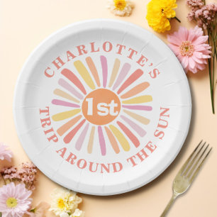 Assiettes En Carton Fête personnalisée du premier tour autour du Solei