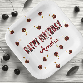 Assiettes En Carton Fête personnalisée Red Cherry
