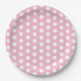Assiettes En Carton Fête pois rose et blanc 