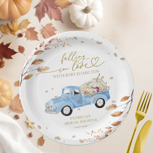 Assiettes En Carton Fête Prénatale Bébé Garçon à l'Automne Citrouille