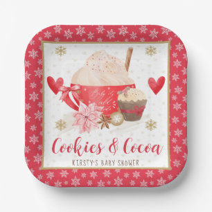 Assiettes En Carton Fête Prénatale "Cookies Rouges et Cacao"