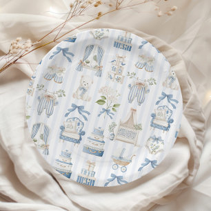 Assiettes En Carton Fête prénatale de bébé nursery à la française Coqu