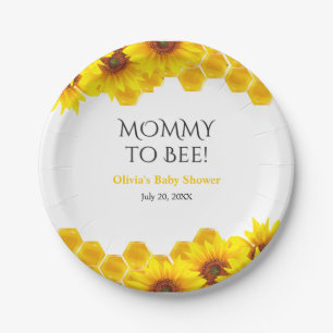Assiettes En Carton Fête Prénatale Maman Abeille en Alvéole Jaune