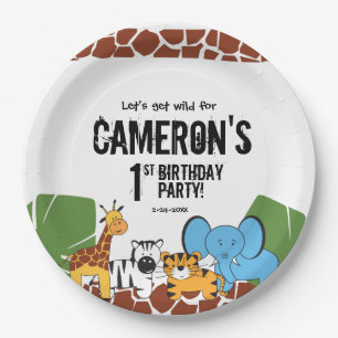 Assiettes En Carton Fête Safari d'anniversaire personnalisée