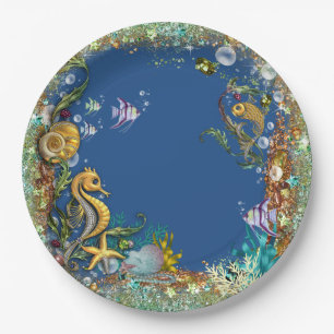 Assiettes En Carton Fête sous la mer