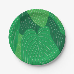 Assiettes En Carton Fête sur le thème des feuilles vertes