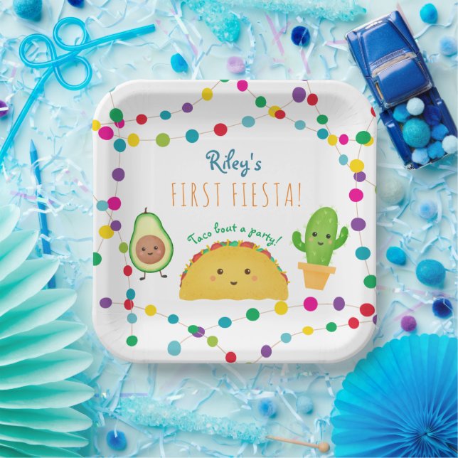 Assiettes En Carton Fête Taco premier thème anniversaire (Fête)