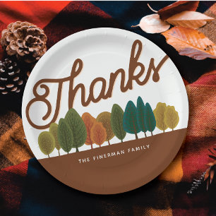 Assiettes En Carton Fête Thanksgiving Forêt d'automne personnalisée