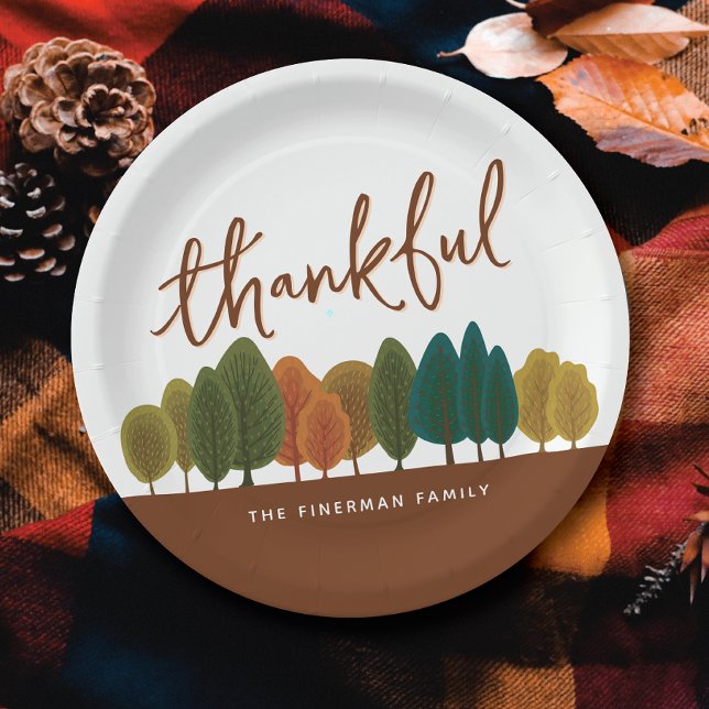 Assiettes En Carton Fête Thanksgiving personnalisée Merci Automne (Créateur téléchargé)