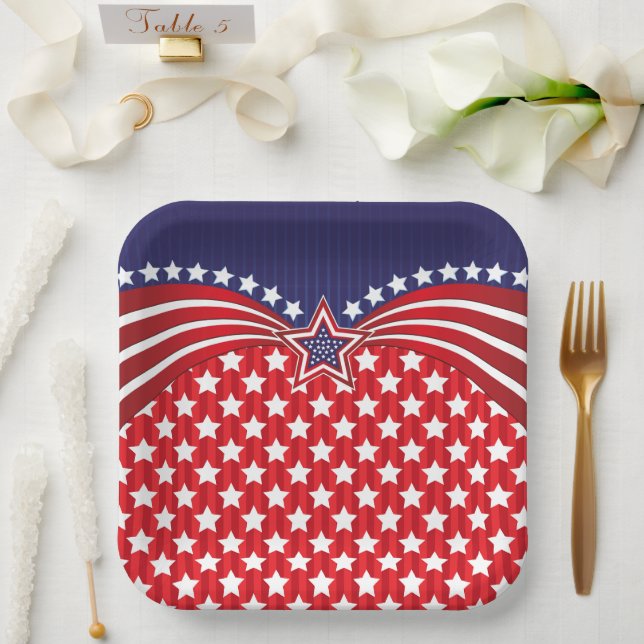 Assiettes En Carton Fêter le 4 juillet (Mariage)