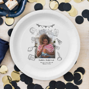 Assiettes En Carton Fêtes de fin d'études avec des gribouillages dessi