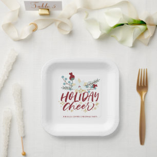 Assiettes En Carton Fêtes Fête d'hiver Floral Noël
