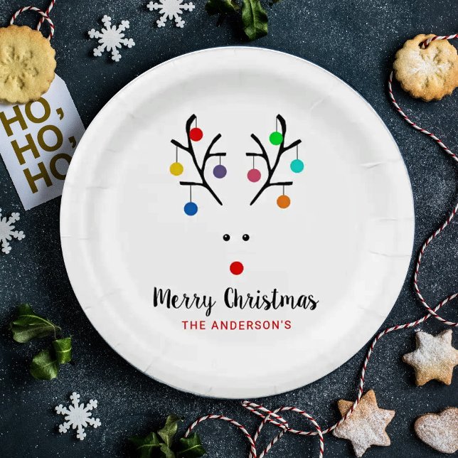 Assiettes En Carton Fêtes modernes Noël de rennes fantaisie (Créateur téléchargé)