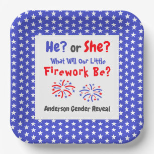 Assiettes En Carton Feu d'artifice de la révélation du genre américain