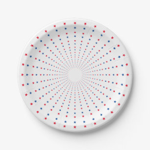Assiettes En Carton Feu d'artifice patriotique rouge blanc bleu étoile