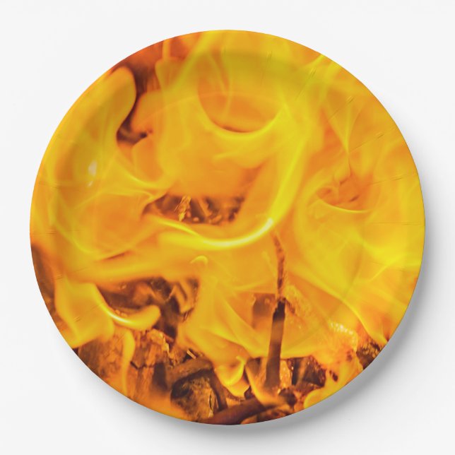 Assiettes En Carton Feu et flammes (Devant)