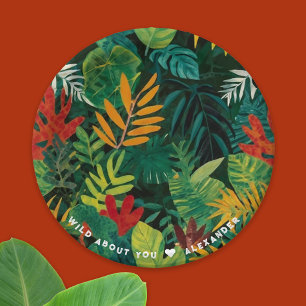 Assiettes En Carton Feuillage Tropical Vert Foncé Peinture Jungle