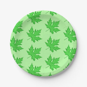Assiettes En Carton Feuille de chêne - nuances de vert