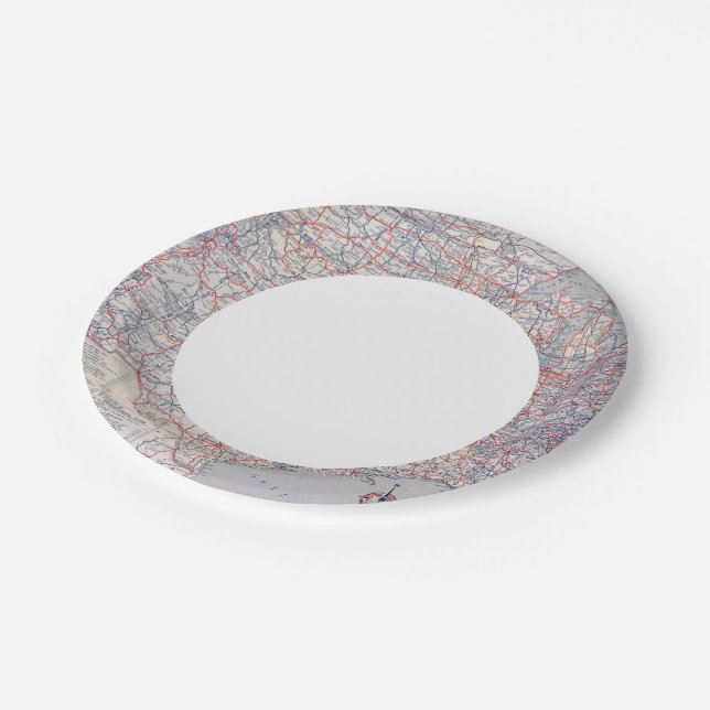 Assiettes En Carton Feuille de route États-Unis (Angle)