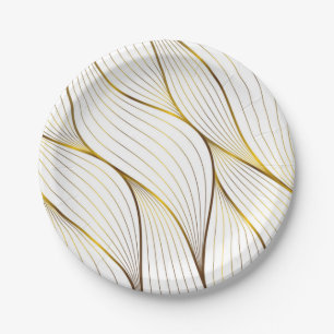 Assiettes En Carton Feuille d'ornement or