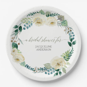 Assiettes En Carton Feuille rose d'albâtre rustique de guirlande de