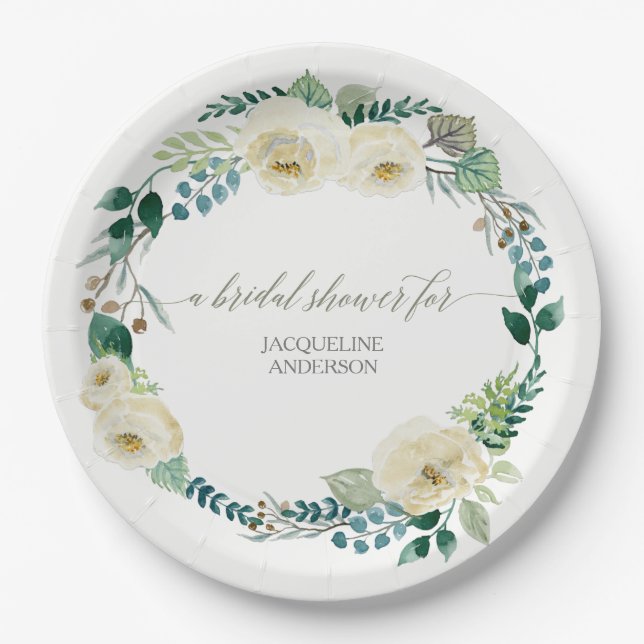 Assiettes En Carton Feuille rose d'albâtre rustique de guirlande de (Devant)