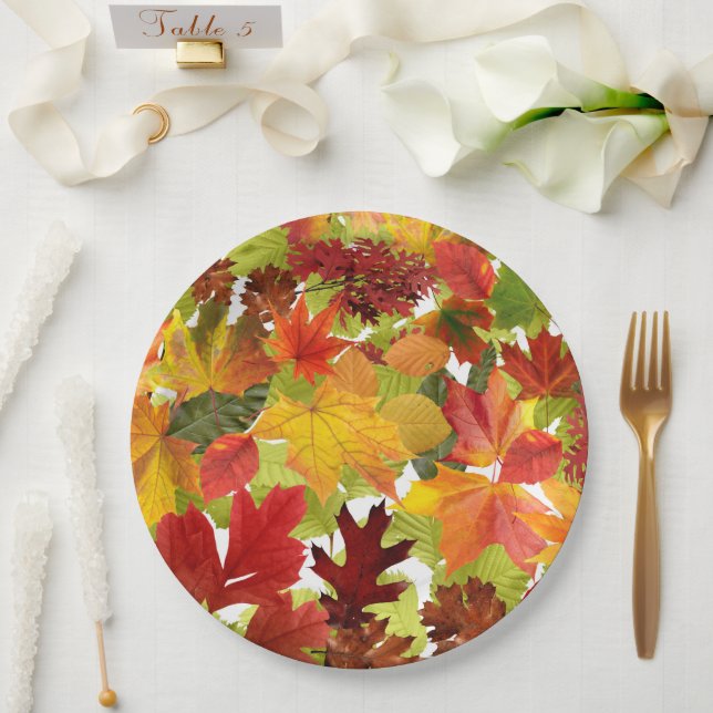 Assiettes En Carton Feuilles automnales d'automne (Mariage)
