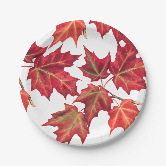 Assiettes En Carton Feuilles automnales Fête des mariées automnale ou  (Devant)